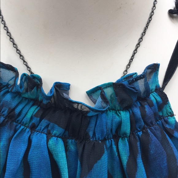 I .Madeline turquoise tropical print shades of the blue shift flowy halter dress - Picture 10 of 15